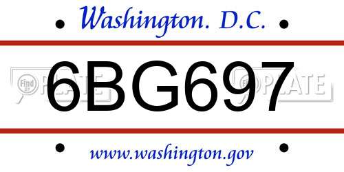 6BG697 District Of Columbia License Plate
