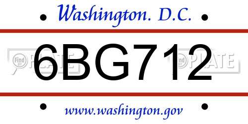 6BG712 District Of Columbia License Plate