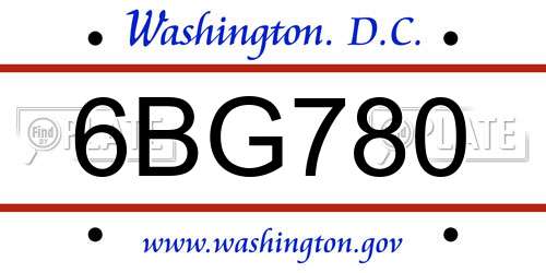 6BG780 District Of Columbia License Plate