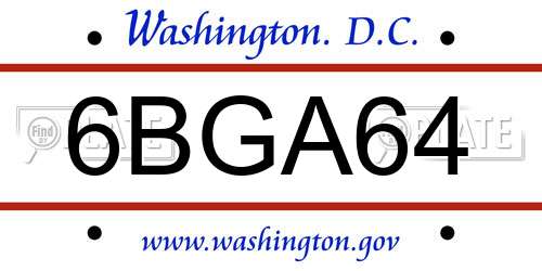 6BGA64 District Of Columbia License Plate