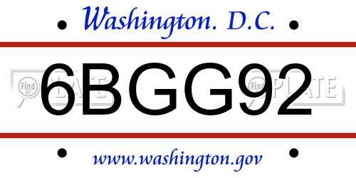 6BGG92 District Of Columbia License Plate