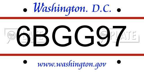 6BGG97 District Of Columbia License Plate