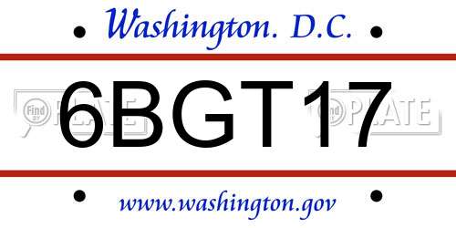 6BGT17 District Of Columbia License Plate