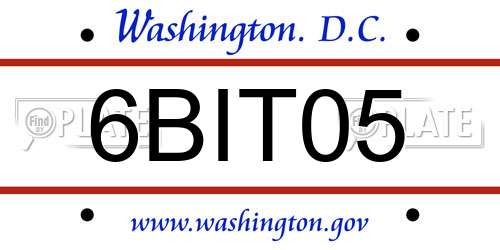 6BIT05 District Of Columbia License Plate