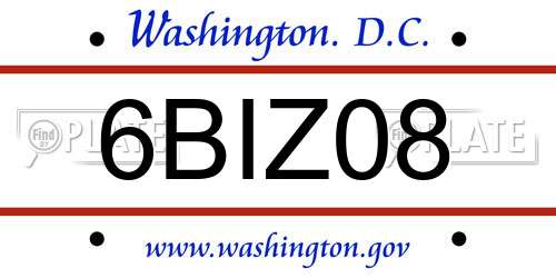 6BIZ08 District Of Columbia License Plate