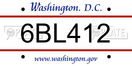 6BL412 District Of Columbia License Plate