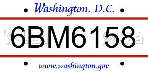 6BM6158 District Of Columbia License Plate