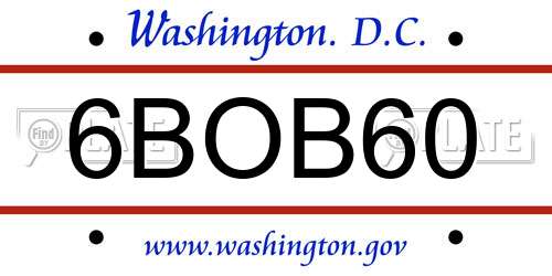 6BOB60 District Of Columbia License Plate