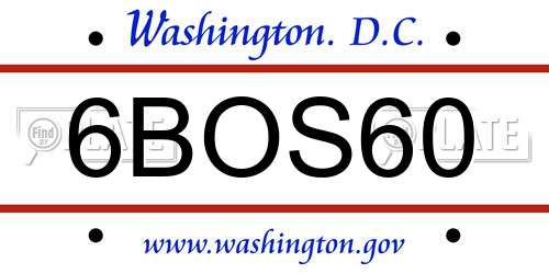 6BOS60 District Of Columbia License Plate