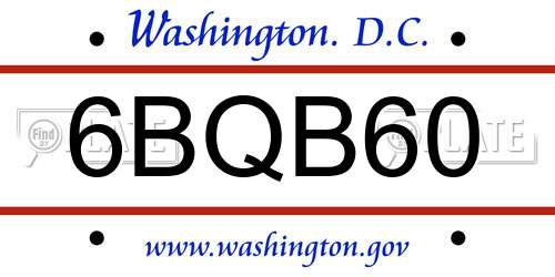 6BQB60 District Of Columbia License Plate