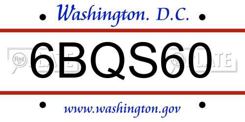 6BQS60 District Of Columbia License Plate