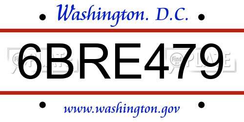 6BRE479 District Of Columbia License Plate
