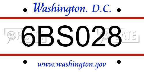 6BS028 District Of Columbia License Plate