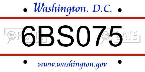 6BS075 District Of Columbia License Plate