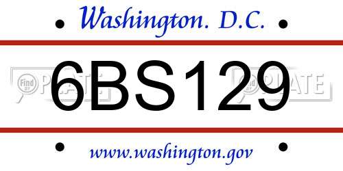 6BS129 District Of Columbia License Plate
