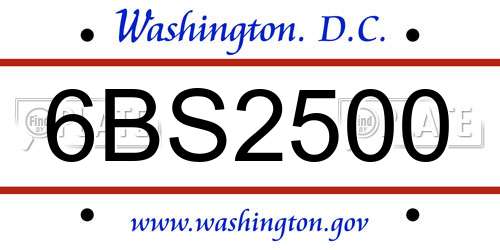 6BS2500 District Of Columbia License Plate