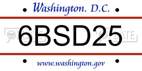 6BSD25 District Of Columbia License Plate