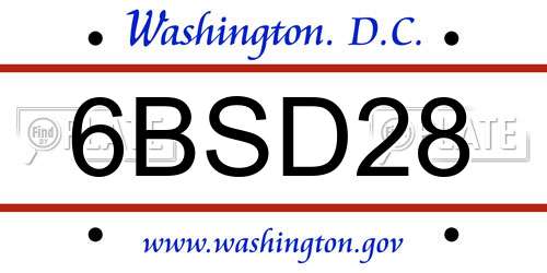 6BSD28 District Of Columbia License Plate