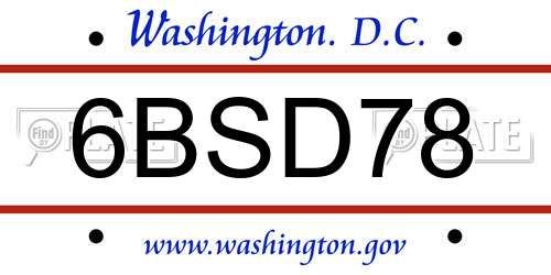 6BSD78 District Of Columbia License Plate
