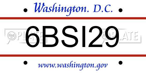 6BSI29 District Of Columbia License Plate