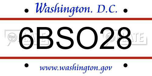 6BSO28 District Of Columbia License Plate