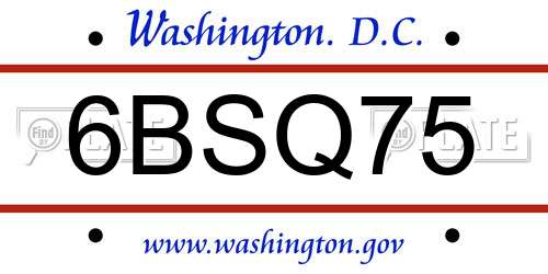 6BSQ75 District Of Columbia License Plate