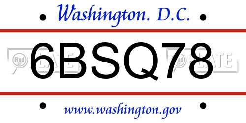 6BSQ78 District Of Columbia License Plate