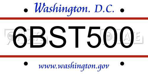 6BST500 District Of Columbia License Plate