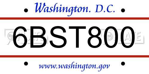 6BST800 District Of Columbia License Plate