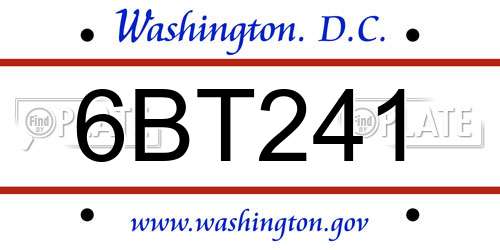 6BT241 District Of Columbia License Plate