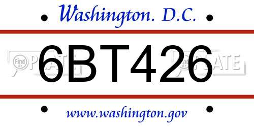 6BT426 District Of Columbia License Plate