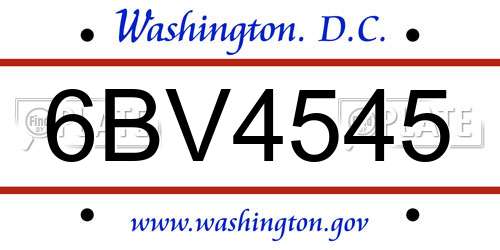 6BV4545 District Of Columbia License Plate