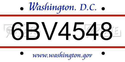 6BV4548 District Of Columbia License Plate