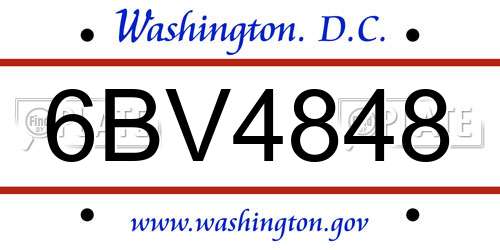 6BV4848 District Of Columbia License Plate