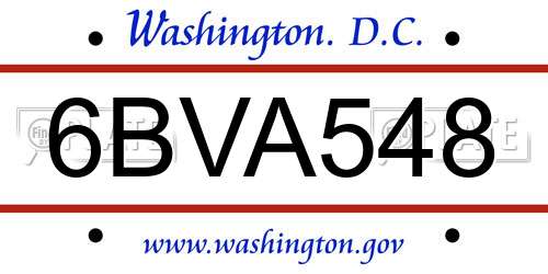 6BVA548 District Of Columbia License Plate