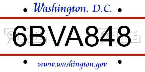 6BVA848 District Of Columbia License Plate
