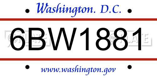 6BW1881 District Of Columbia License Plate