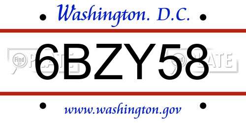 6BZY58 District Of Columbia License Plate