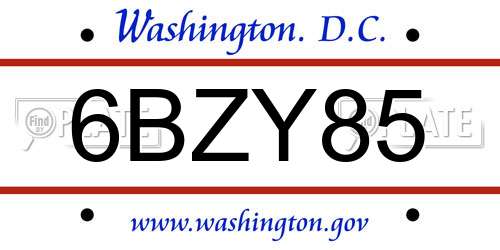 6BZY85 District Of Columbia License Plate