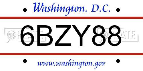 6BZY88 District Of Columbia License Plate