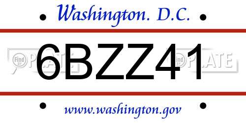 6BZZ41 District Of Columbia License Plate