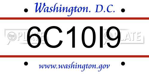6C10I9 District Of Columbia License Plate