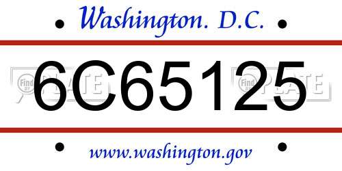 6C65125 District Of Columbia License Plate