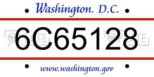 6C65128 District Of Columbia License Plate