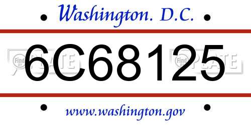 6C68125 District Of Columbia License Plate