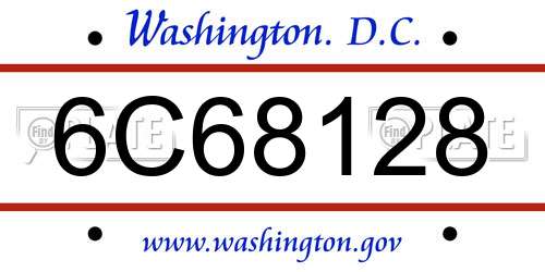 6C68128 District Of Columbia License Plate