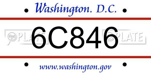 6C846 District Of Columbia License Plate