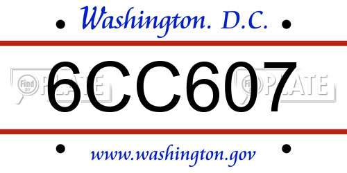 6CC607 District Of Columbia License Plate