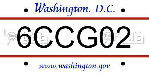 6CCG02 District Of Columbia License Plate