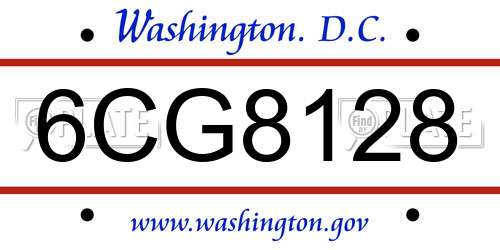 6CG8128 District Of Columbia License Plate